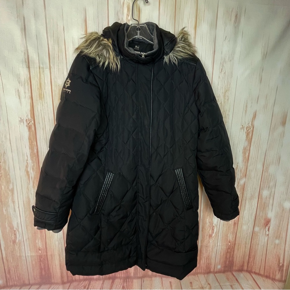 Free Country Power Down Series Black Quilted Women's Coat Maxi Jacket (L)